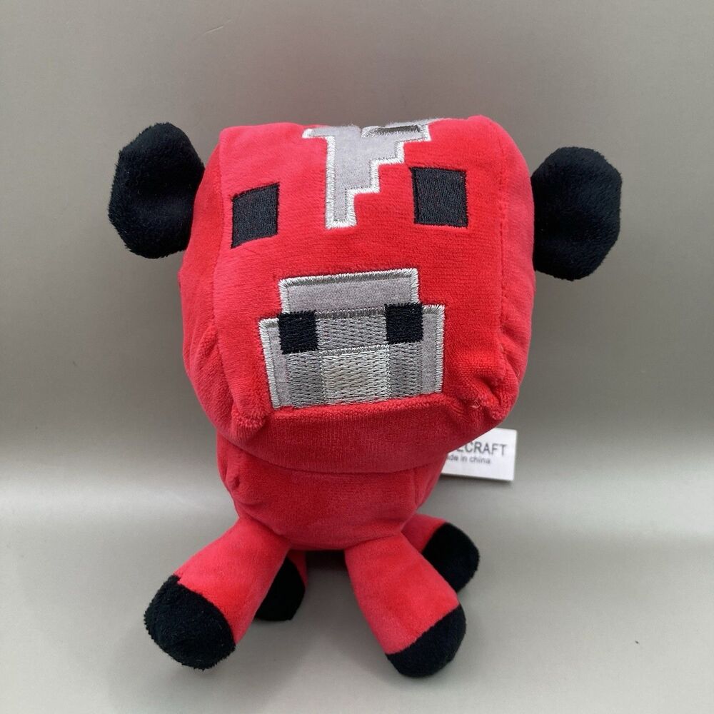 Minecraft Baby Mooshroom Plush Red Cow Bull Mojang 2013 Stuffed Animal Gift